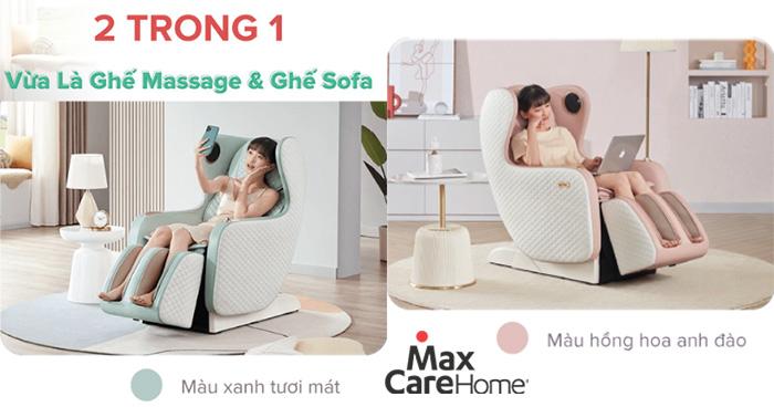 Maxcare Soro V1 xanh/hồng là dòng ghế massage 2 trong 1