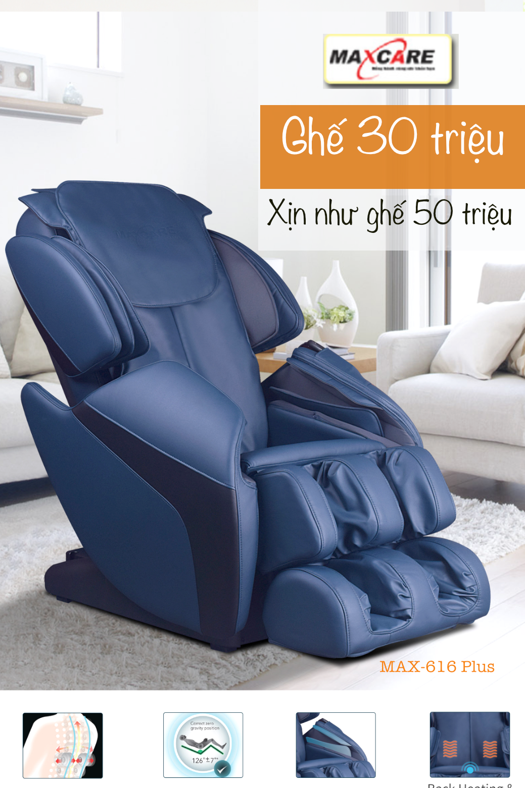 Ghế massage 30 triệu - Tính năng vượt trội như ghế massage 50 triệu.