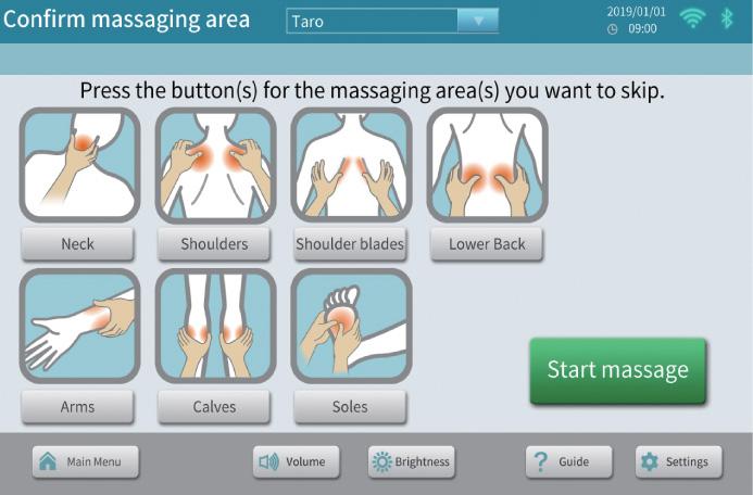 chọn vùng massage
