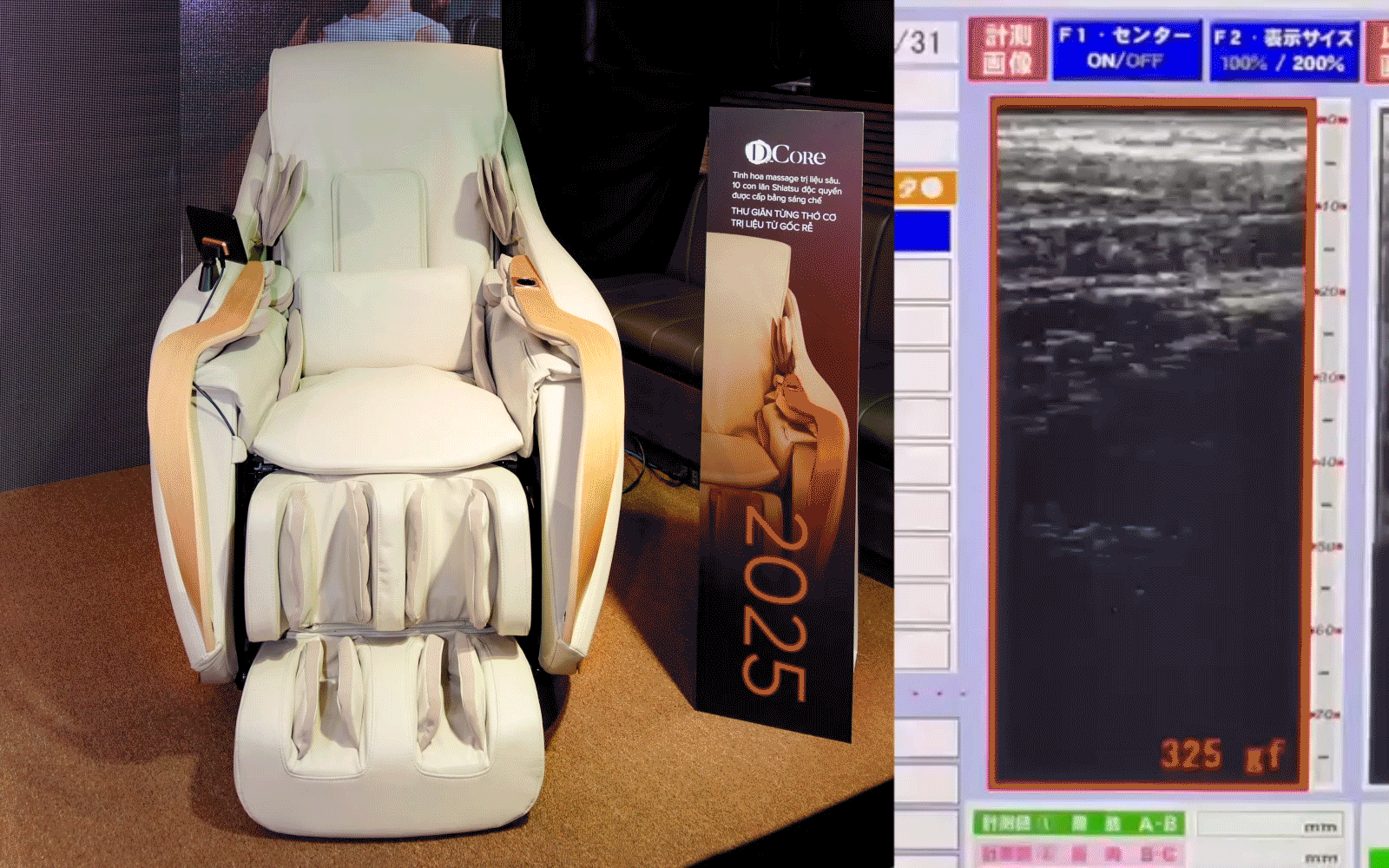 Đo lường khả năng tác động đến tầng cơ sâu của ghế massage trị liệu