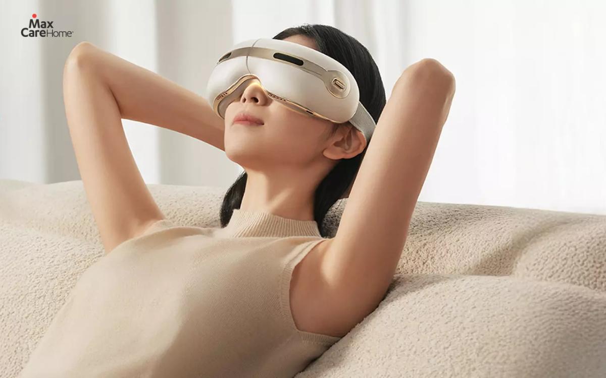 Máy massage mắt chườm ấm giúp cha mẹ thư giãn vùng mắt sau một ngày dài