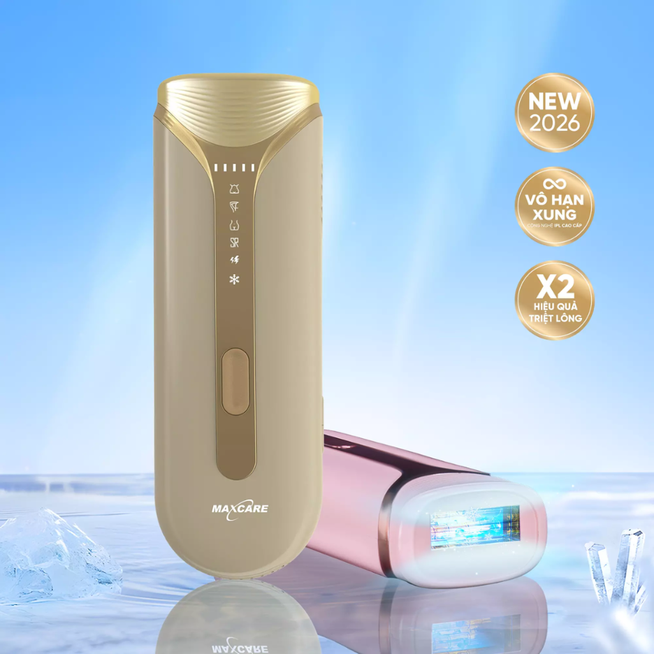 Máy triệt lông băng lạnh IPL Maxcare M3 là một trong những dòng máy được chị em tin dùng do mang lại hiệu quả triệt lông tại nhà tốt