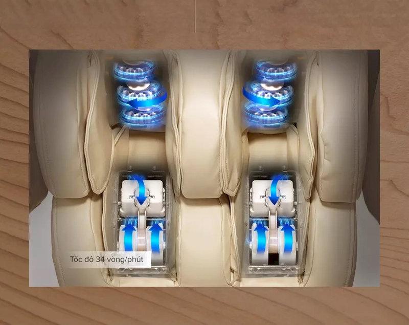 Hình ảnh hệ thống con lăn của dòng ghế massage toàn thân D.Core Cirrus DC-100VN