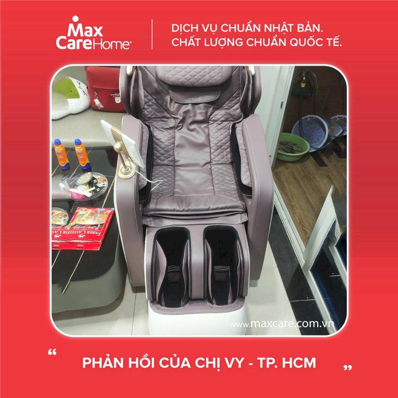 Hình ảnh ghế massage Maxcare Max4D Plus được lắp đặt tại nhà chị Vy
