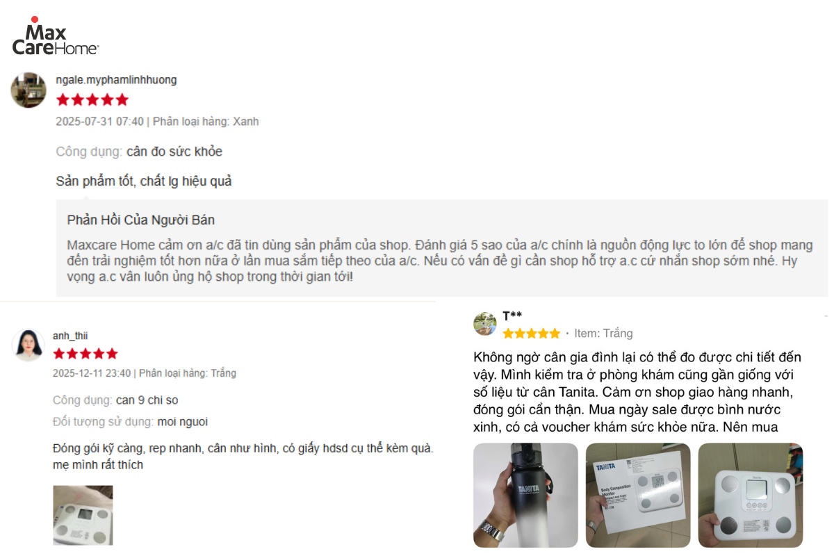 Khách hàng đánh giá cân sức khỏe Tanita BC-730 trên các sàn TMĐT